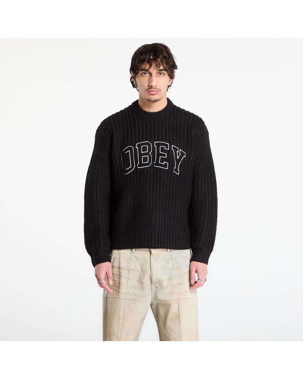 Obey Black Sweater Obey Collegiate Sweater for men