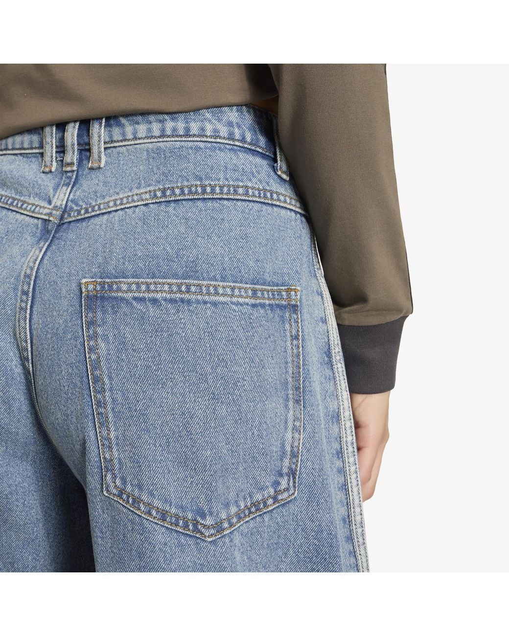 Adidas Originals Blue Hosen Adidas High Rise Barrel Leg Denim Jeans