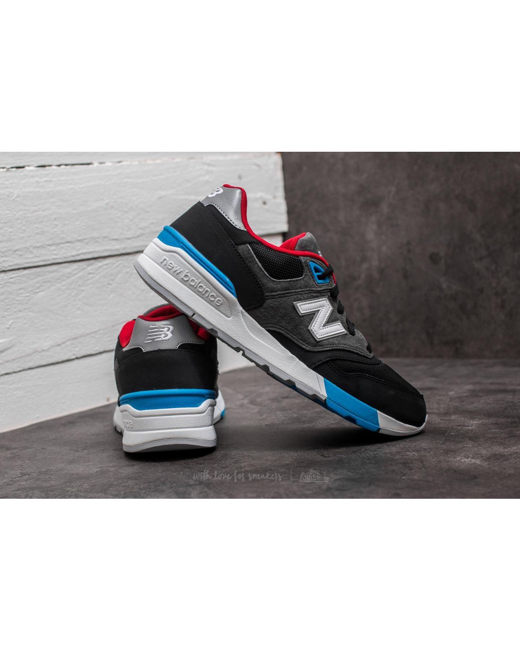 New Balance Leather 597 Black/ Grey/ Red-white-blue for Men | Lyst
