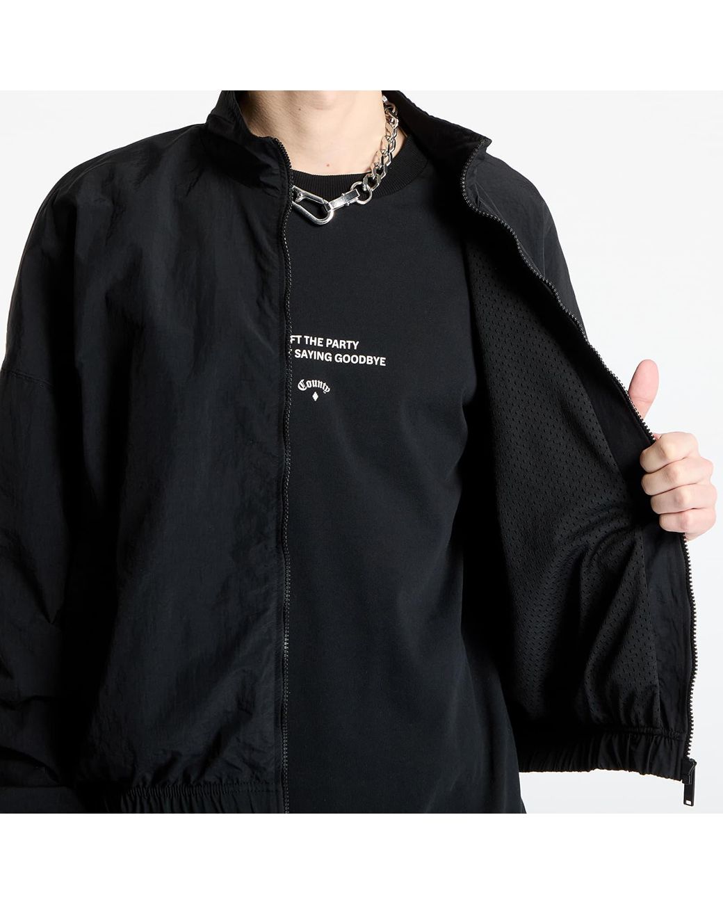 Marcelo Burlon Black Jacket County Goth Nylon Track Jacket for men