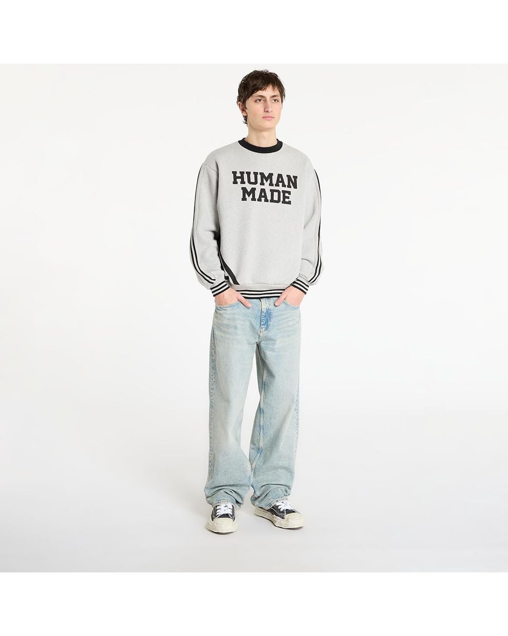 Human Made Gray Sweatshirt Elbow Patch Sweatshirt