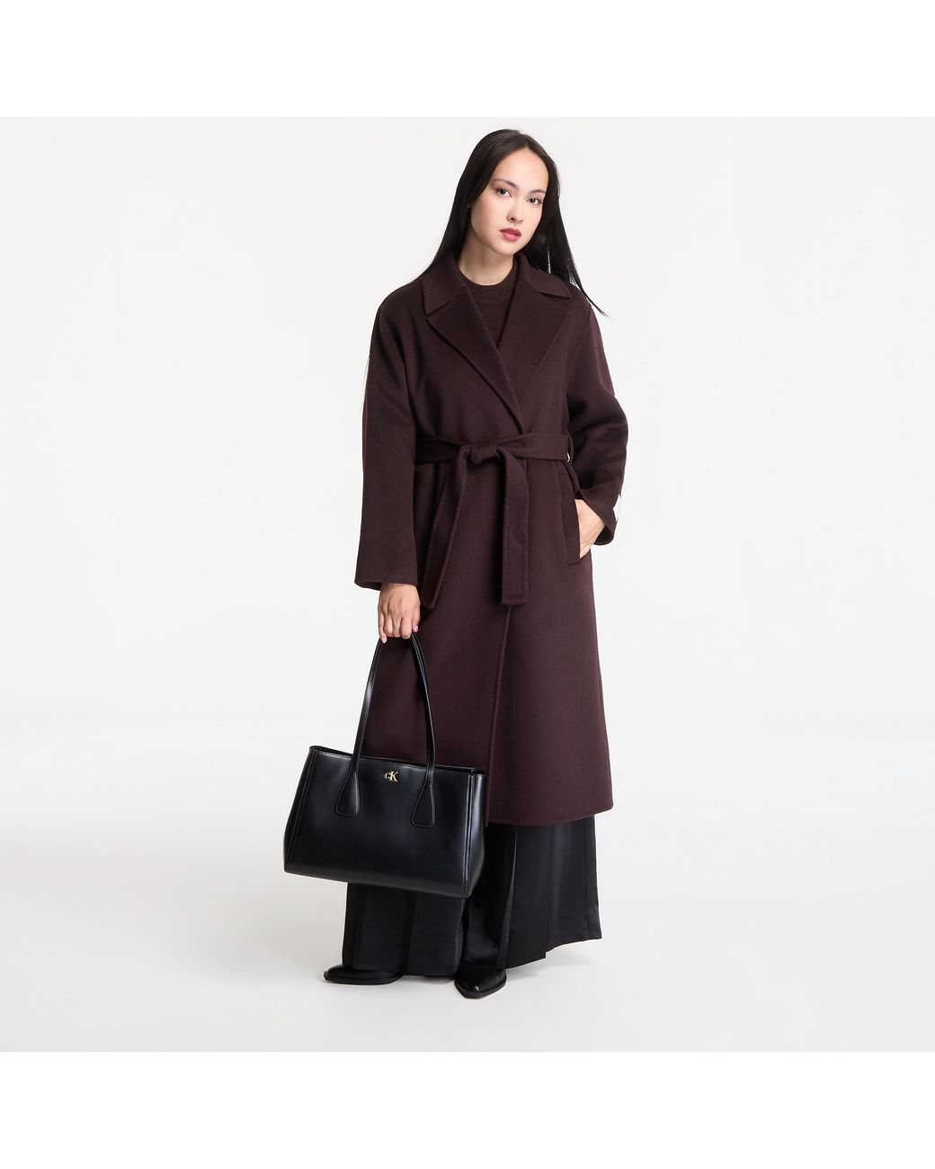 Calvin Klein Jas Classic Df Wool Wrap Coat in het Red