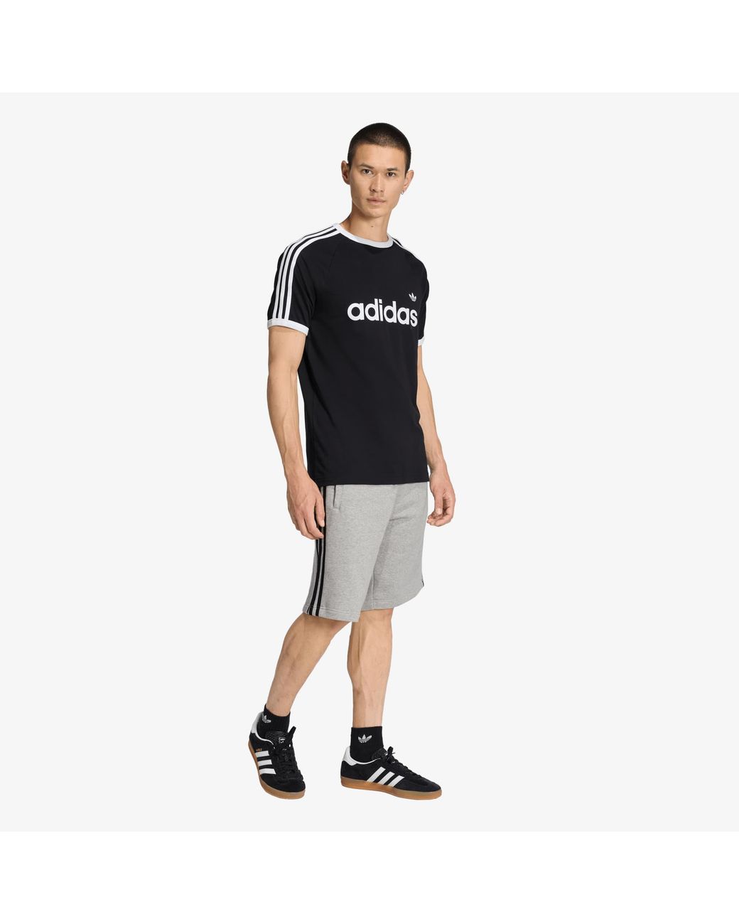 Adidas Originals Black 3-Stripes Slim Ringer T-Shirt for men