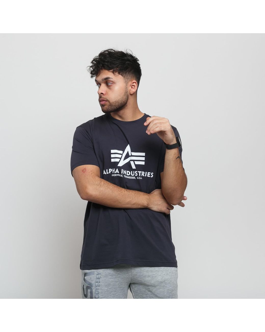 Alpha Industries Alpha Industries Basic Tee Navy/ White in Blue for Men |  Lyst
