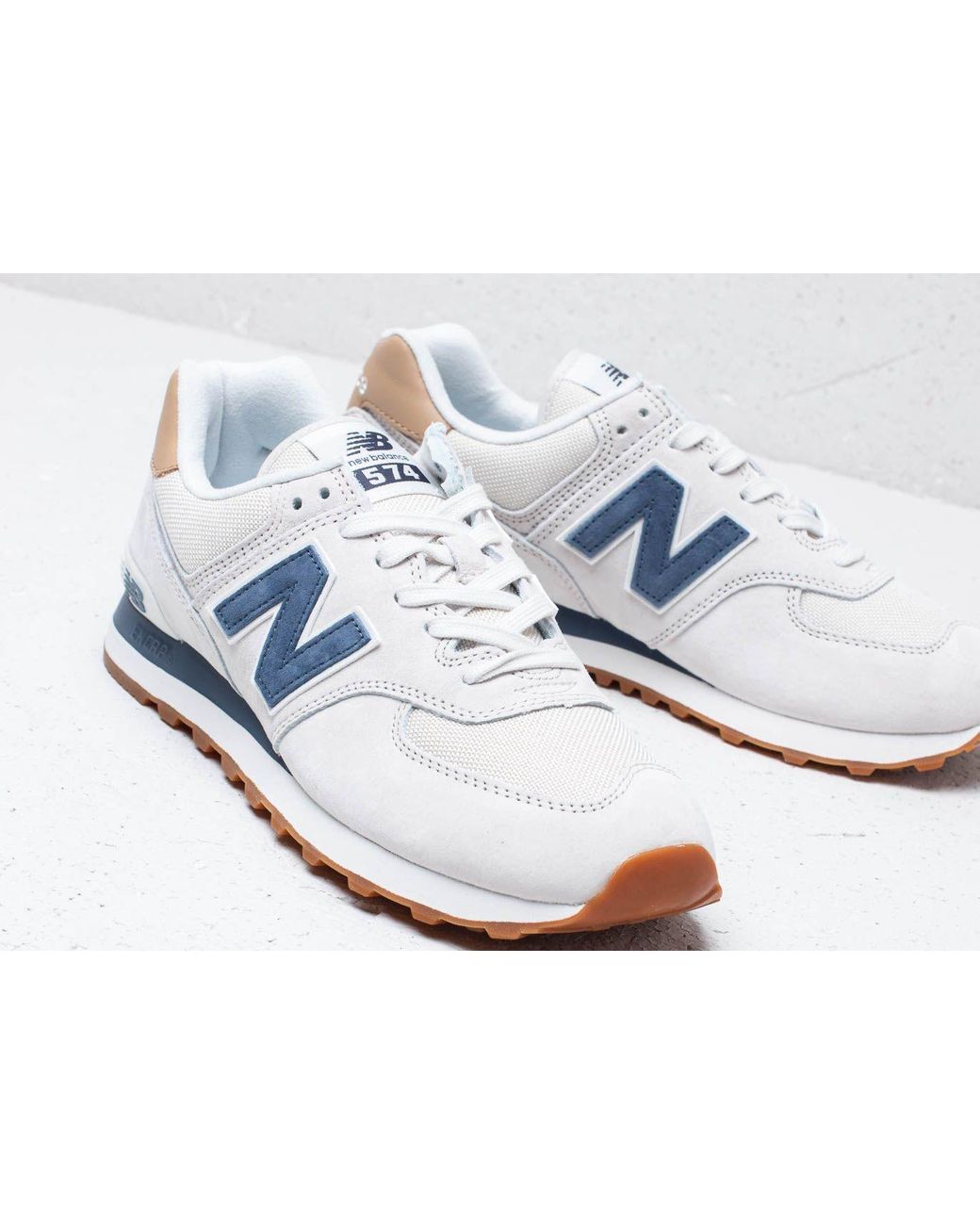 New Balance Suede 574 Grey/ Blue/ White for Men | Lyst