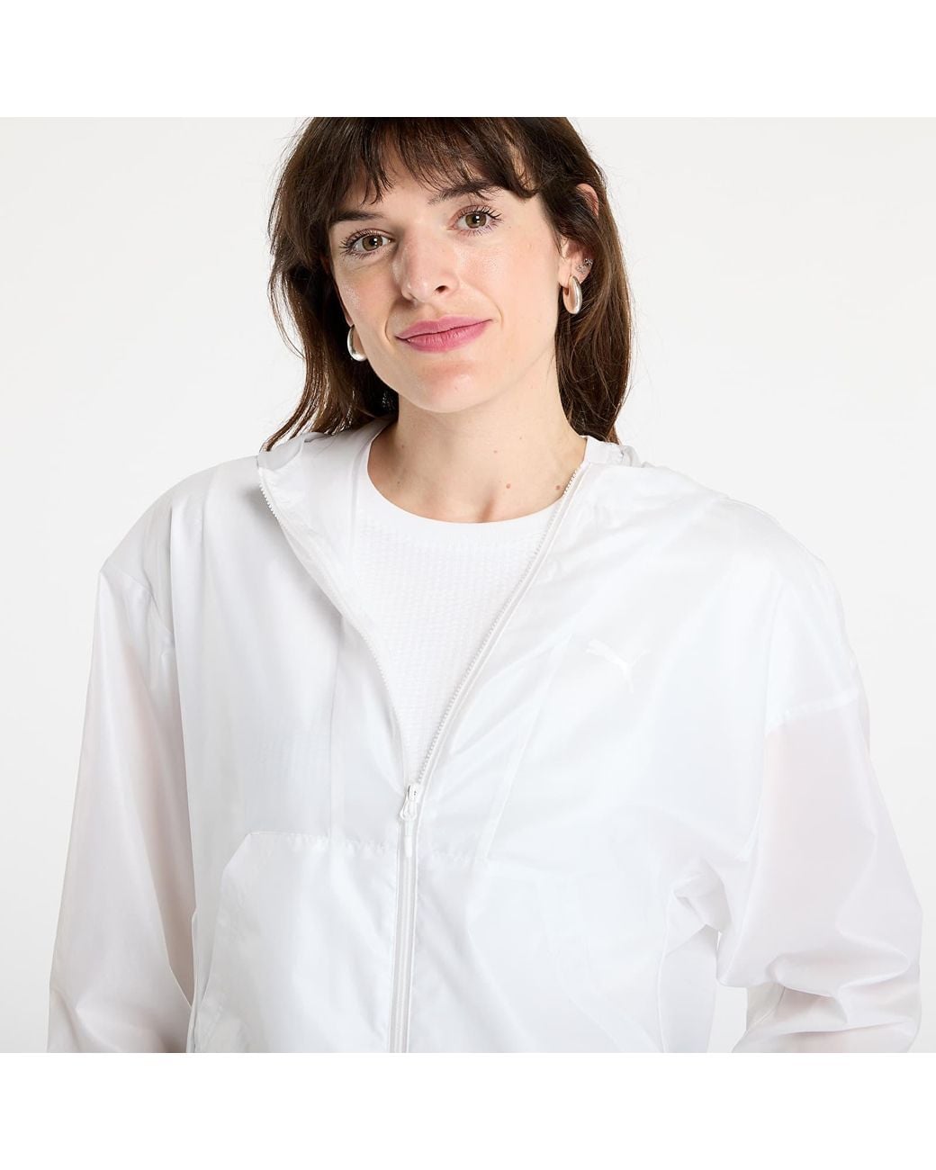 PUMA White Jacket Wardrobe Essentials Oversized Uv Wind Jacket