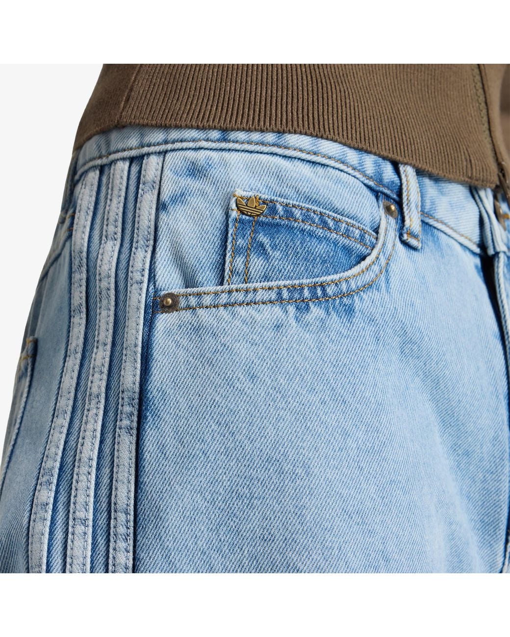 Adidas Originals Blue Hosen Adidas Firebird Mid Rise Straight Denim Pant