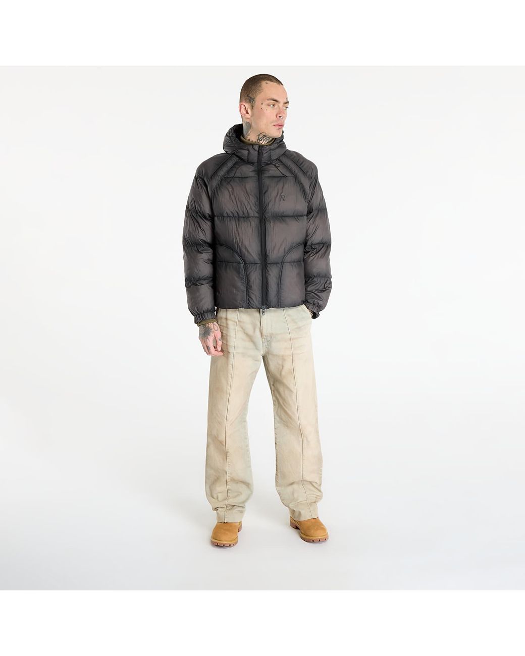 Giacca Transucent Hooded Puffer Washed Back di Represent in Gray da Uomo