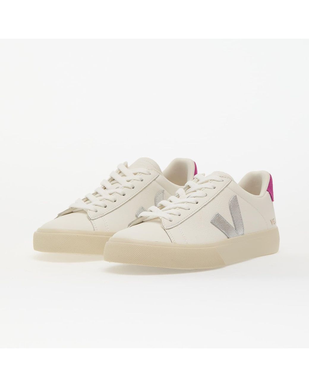 Veja Sneakers W Campo Leather Whi_Silver_Ultraviolet Eur in het White