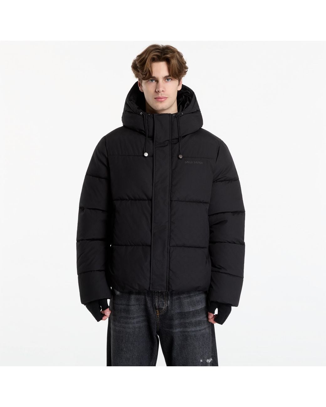 Daily Paper Black Jacket Sealed Monogram Puffer Jacket for men