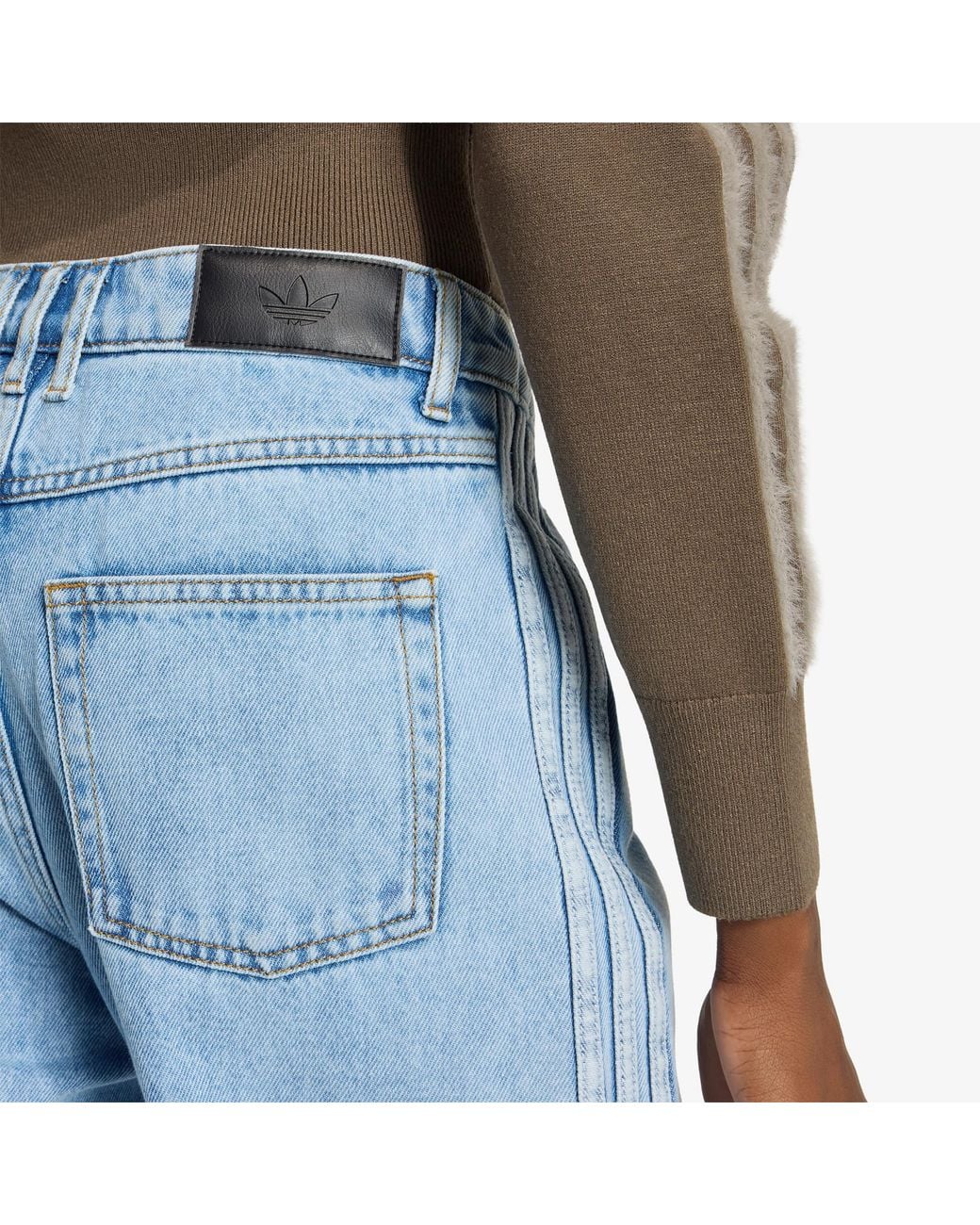 Adidas Originals Blue Hosen Adidas Firebird Mid Rise Straight Denim Pant