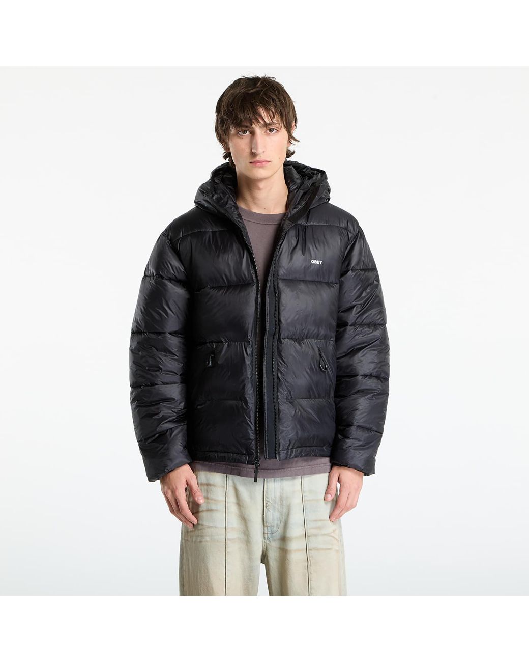 Obey Black Jacket Obey Stratus Puffer Jacket for men