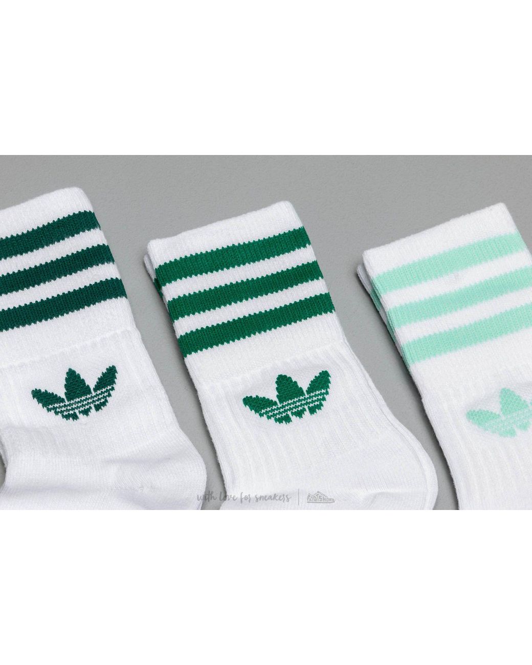 adidas Originals Adidas Mid Cut Crew 3-pack Socks White/ Green | Lyst