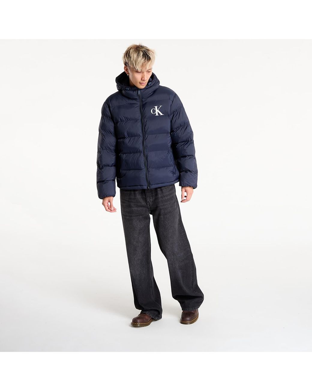 Calvin Klein Blue Jacket Jeans Ls Nylon Monogram Puff Jacket for men