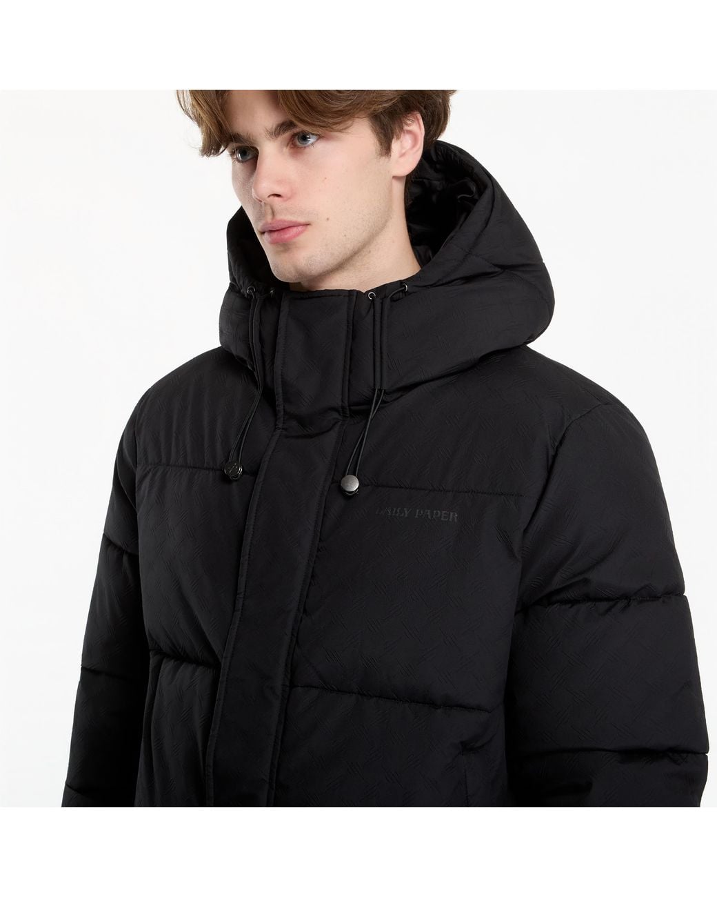 Daily Paper Black Jacket Sealed Monogram Puffer Jacket for men