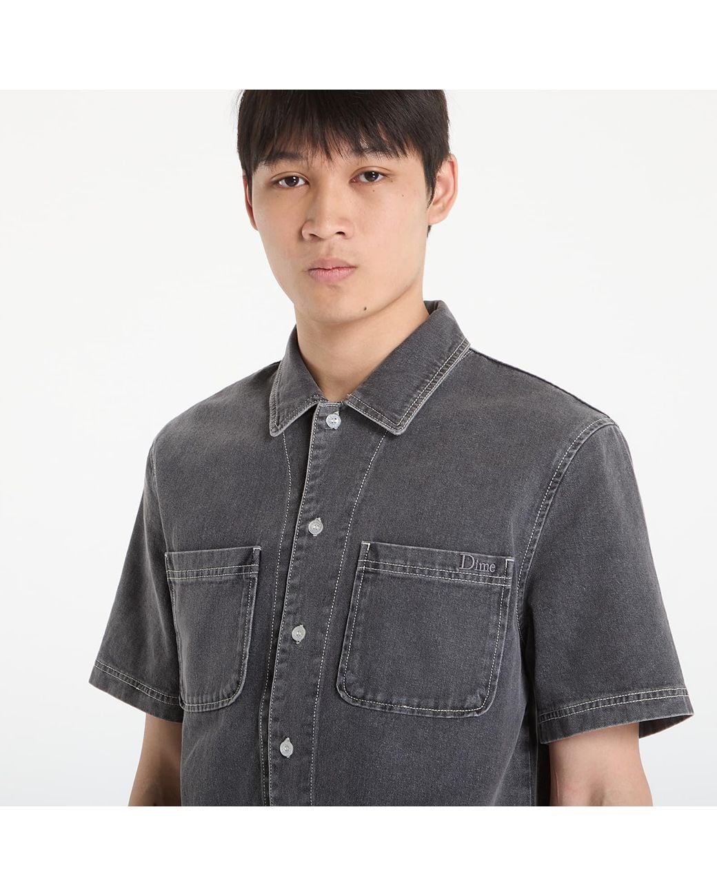 Dime Gray Hemd Stonewash Button Up