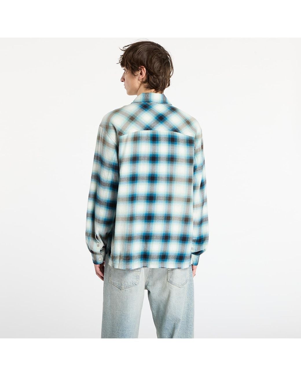 Represent Blue Shirt Sun Bleached Flannel Shirt for men