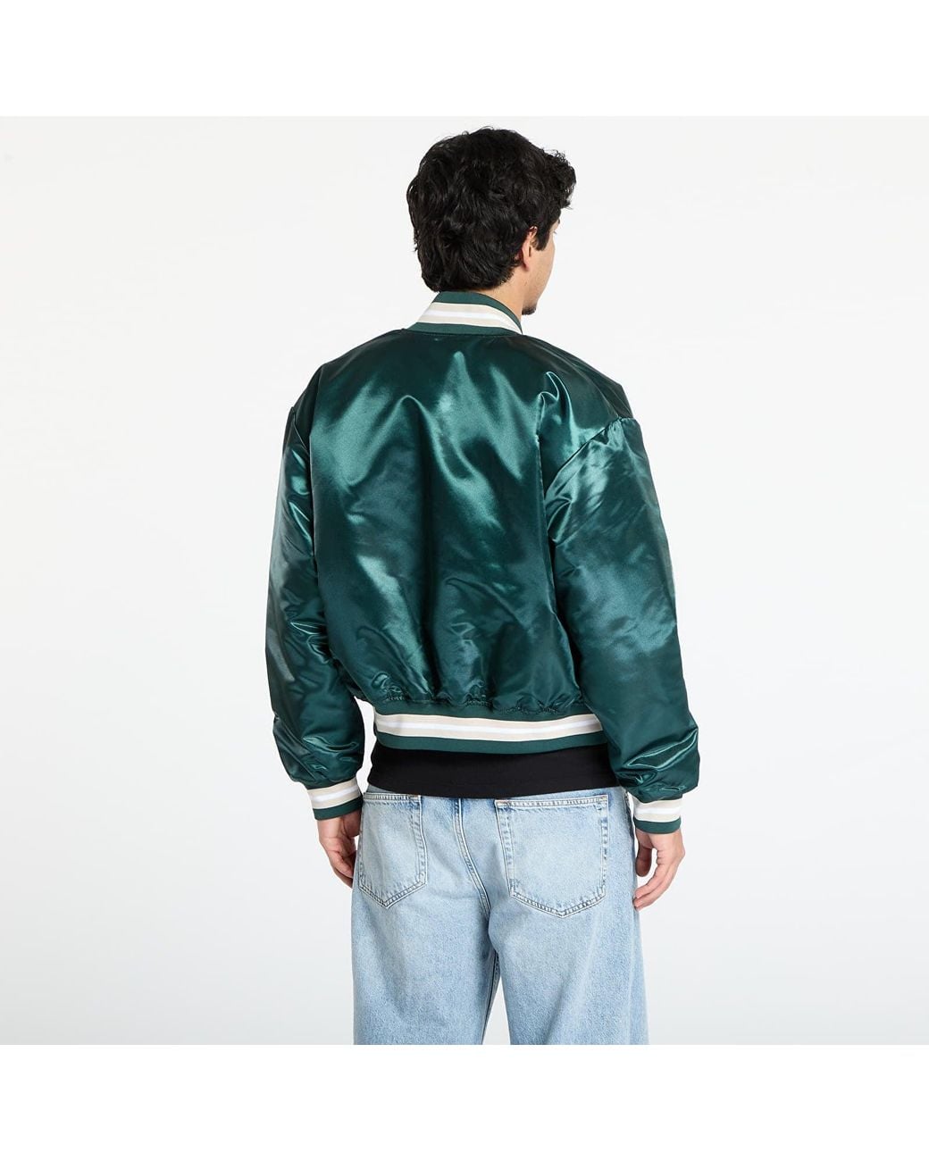 PATTA Jacket Script Logo Satin Varsity Jacket in Green | Lyst