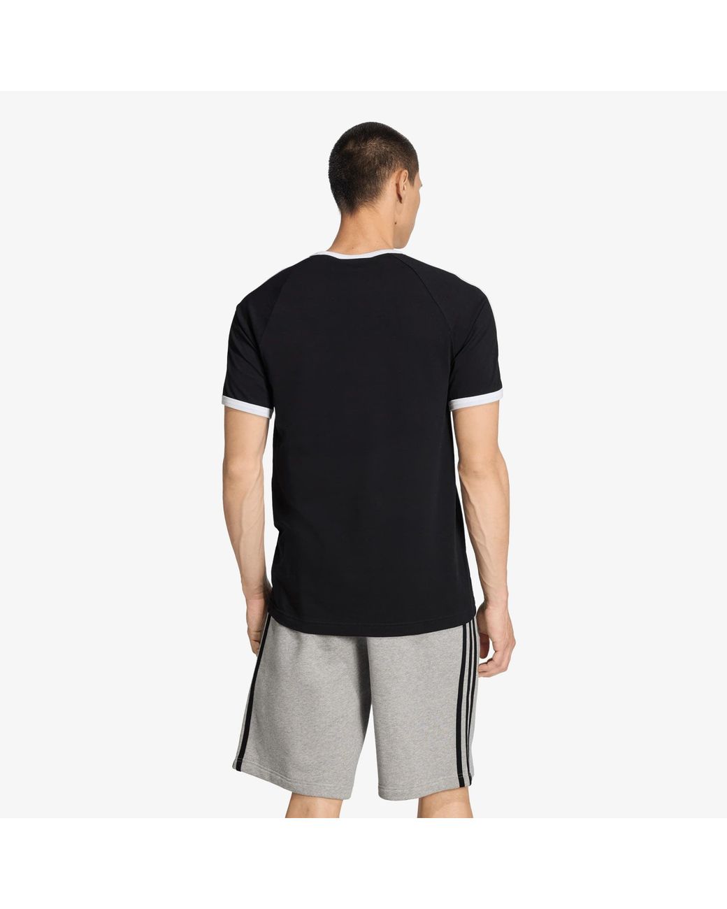 Adidas Originals Black 3-Stripes Slim Ringer T-Shirt for men