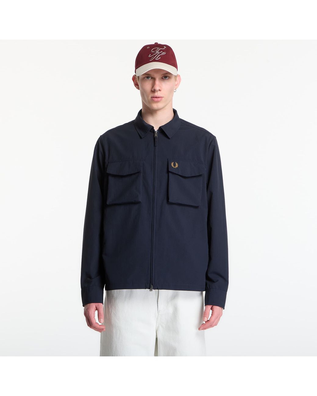 Fred Perry Blue Jacket Ripstop Pocket Overshirt for men