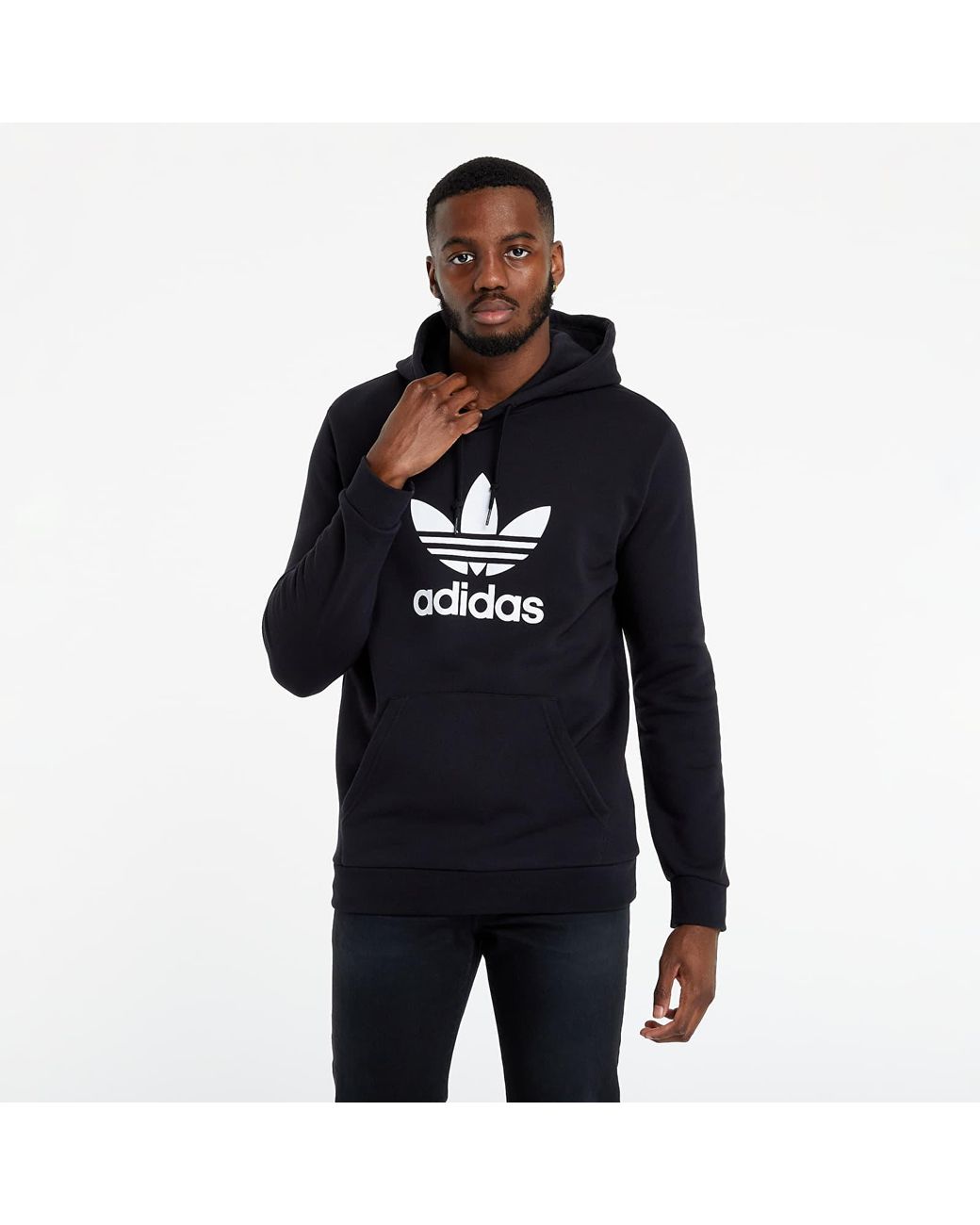 mens black adidas trefoil hoodie