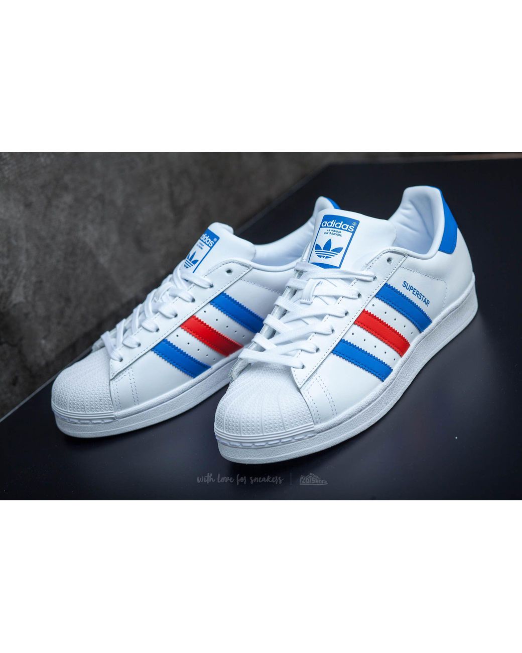 adidas Originals Rubber Adidas Superstar Ftw White/ Blue/ Red for Men | Lyst
