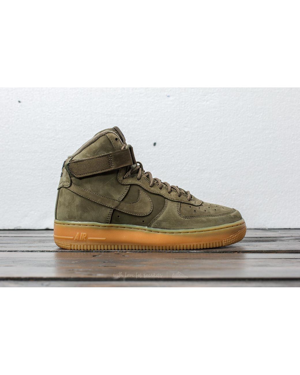 olive green high top forces
