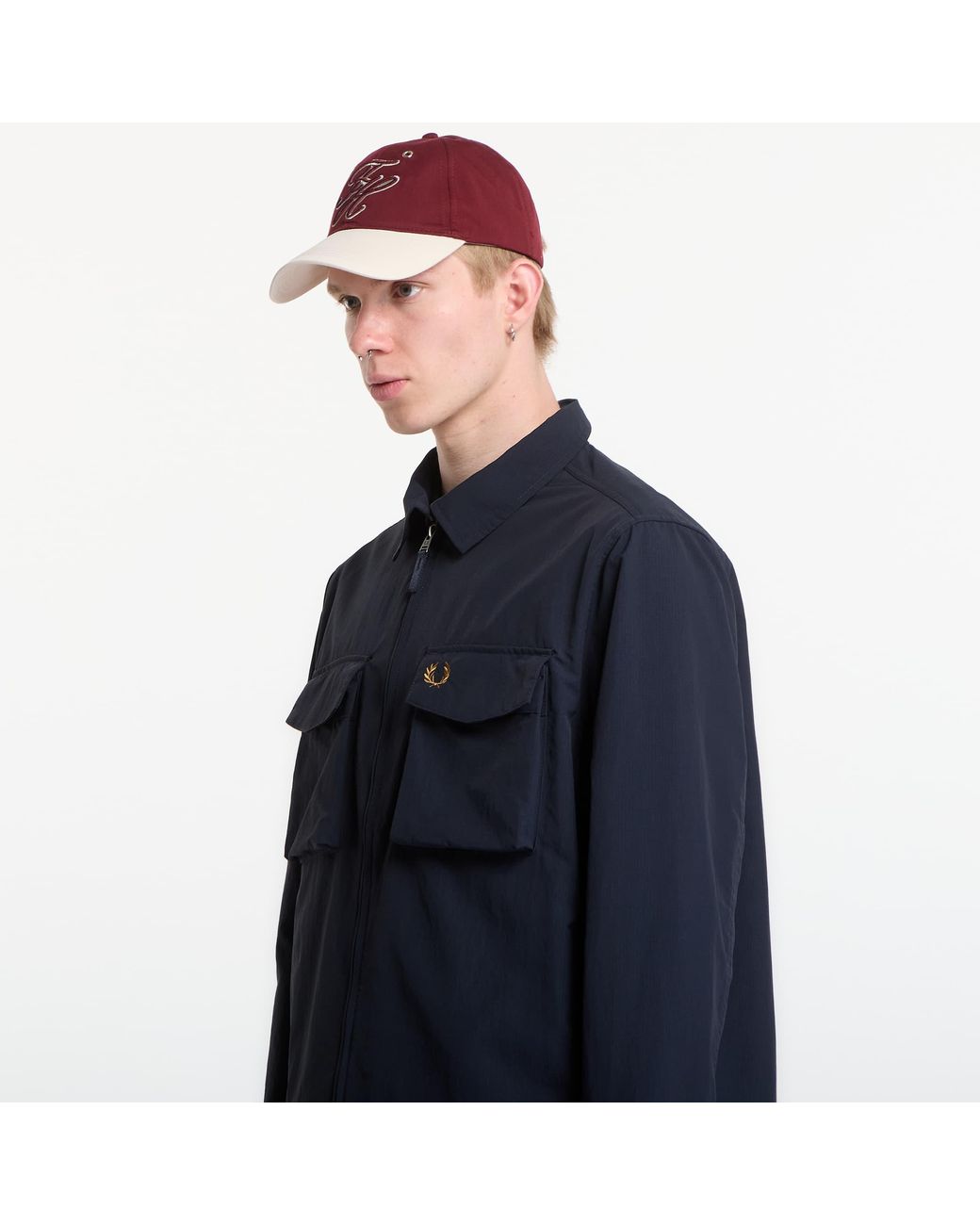 Fred Perry Blue Jacket Ripstop Pocket Overshirt for men