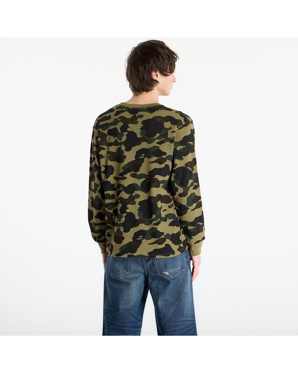 A Bathing Ape T-Shirt 1St Camo Thermal Lt M Underwear in Green for