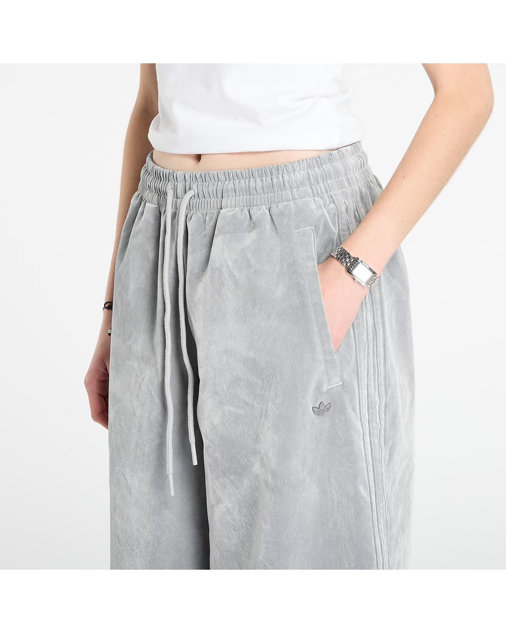 Adidas Originals Gray Hosen Adidas Brushed Twill Oversized Firebird Track Pants