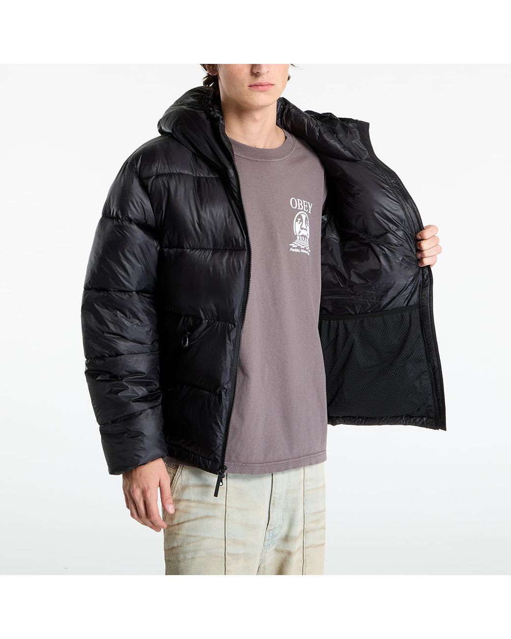 Obey Black Jacket Obey Stratus Puffer Jacket for men