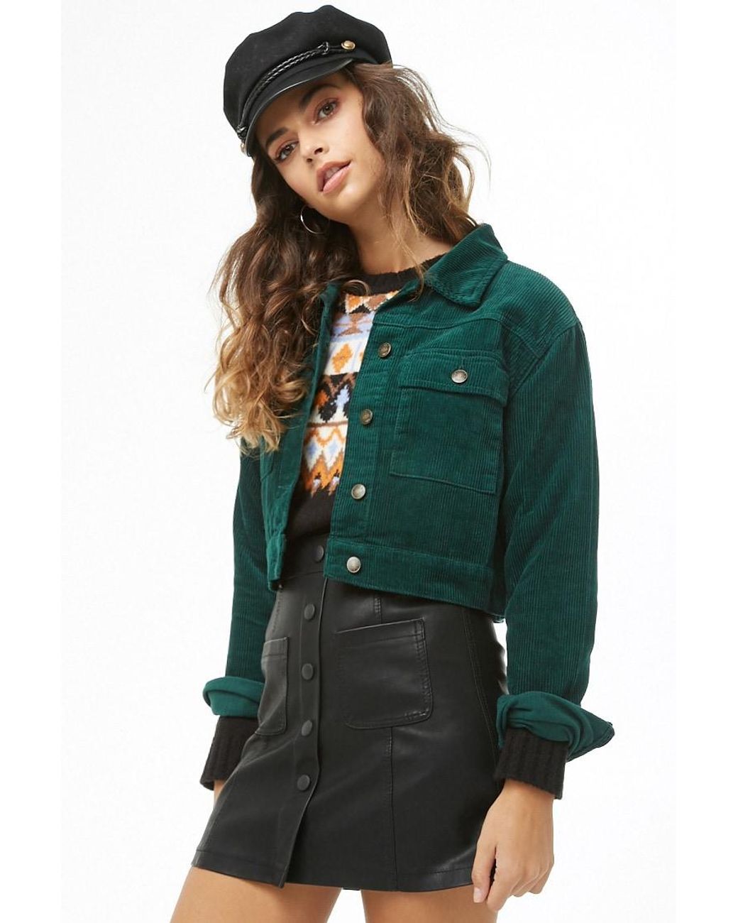 Forever 21 Cropped Corduroy Jacket in 