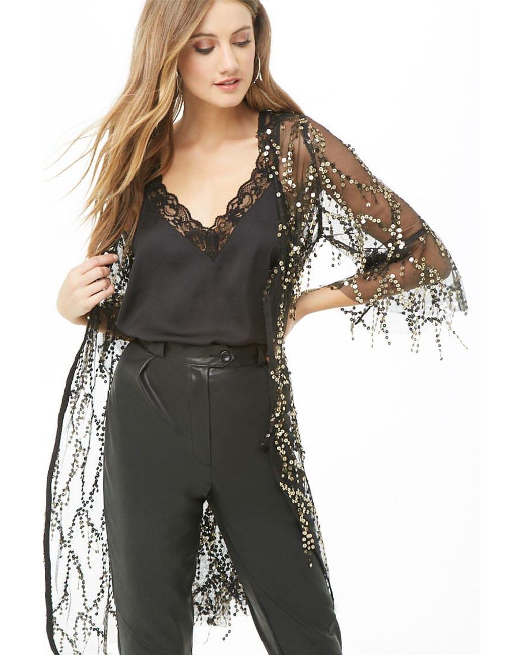 Forever 21 Sheer Sequin Cardigan in 