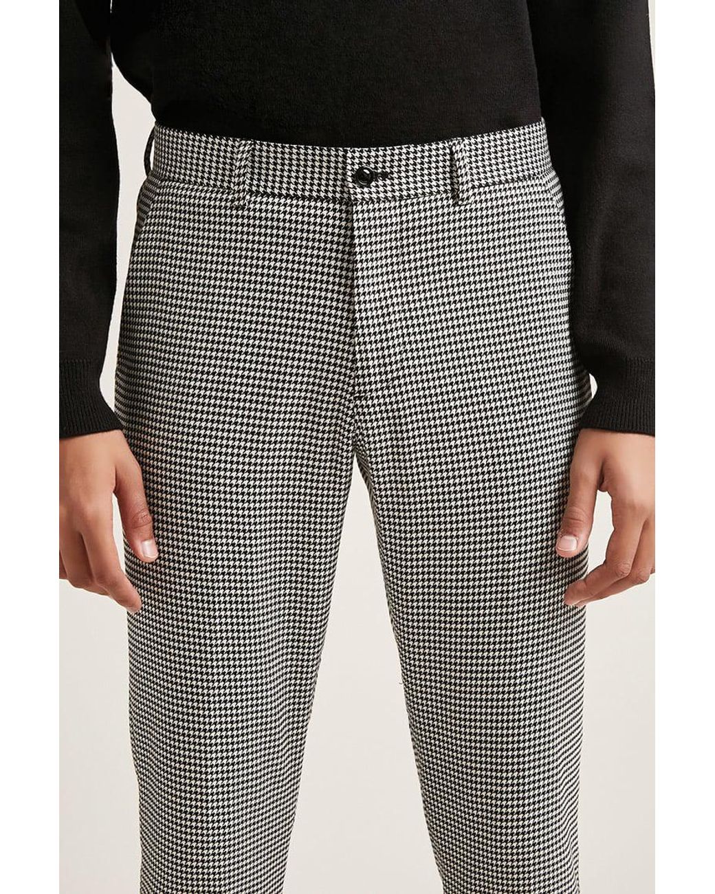 Synthetic Slim-fit Houndstooth Pants 