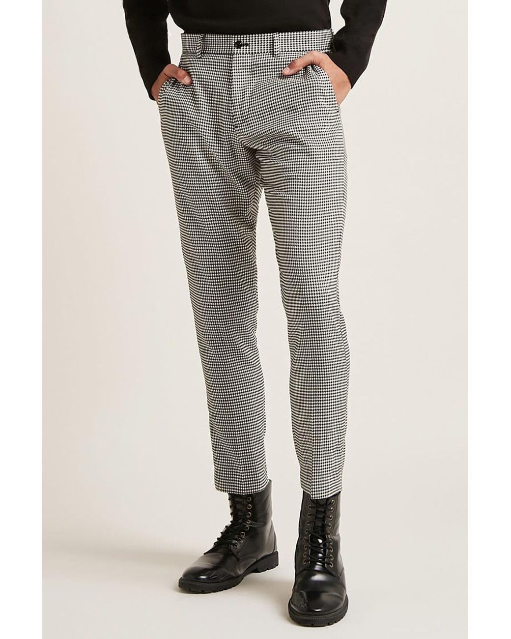 Synthetic Slim-fit Houndstooth Pants 