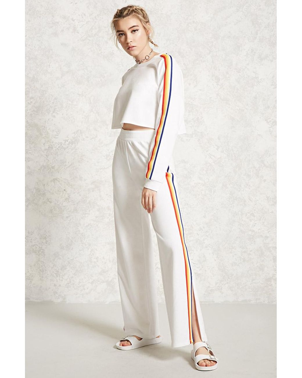 Synthetic Rainbow Stripe Sweatpants 