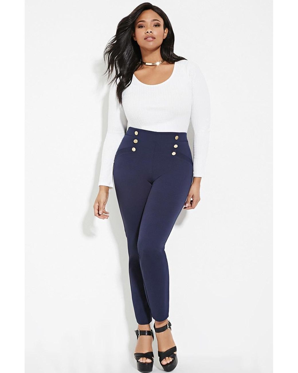 Plus Size Sailor Pants in Navy (Blue 