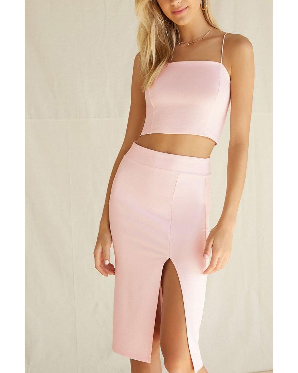 light pink bodycon skirt