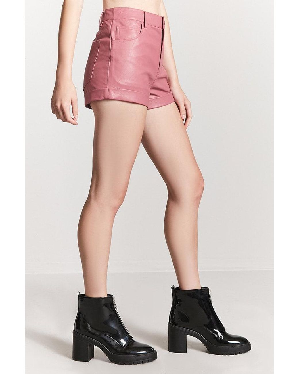 Forever 21 Cuffed Faux Leather Shorts 
