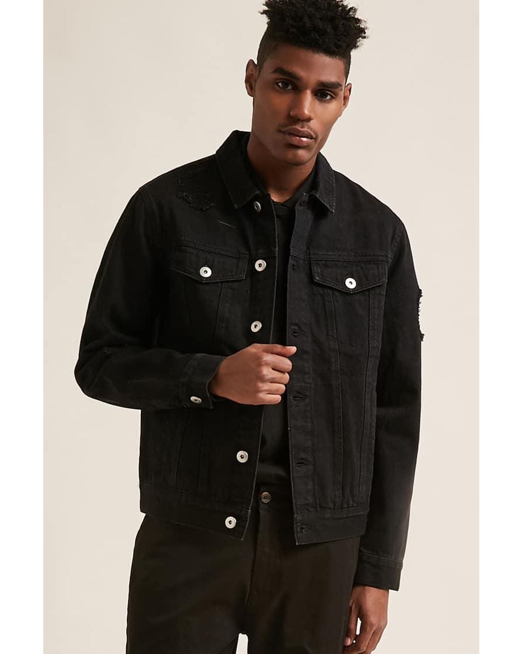 Forever 21 Distressed Denim Jacket in 