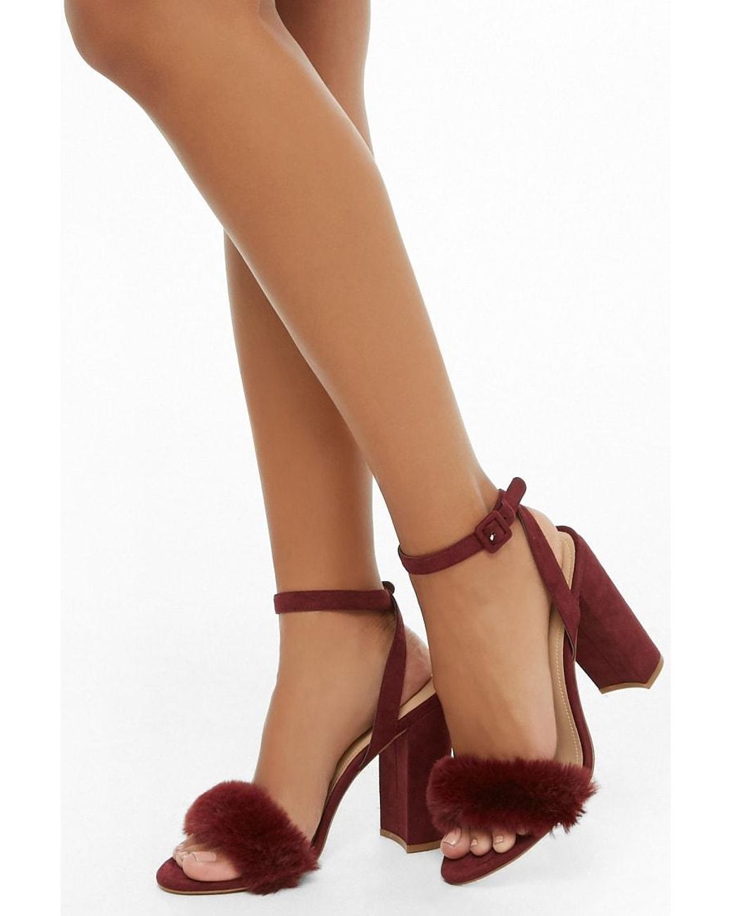 Forever 21 Faux Fur Block Heels 