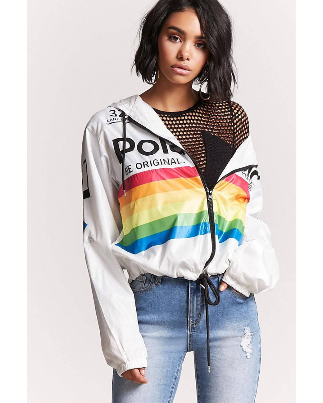 Synthetic Polaroid Hooded Windbreaker 