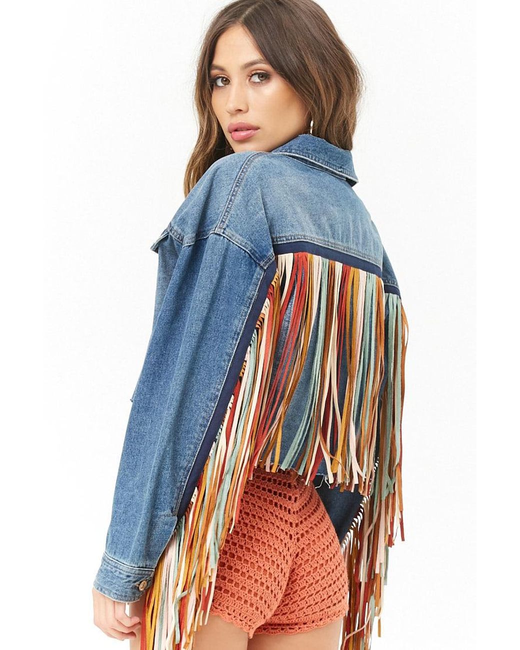 Forever 21 Fringe Denim Jacket in Blue 