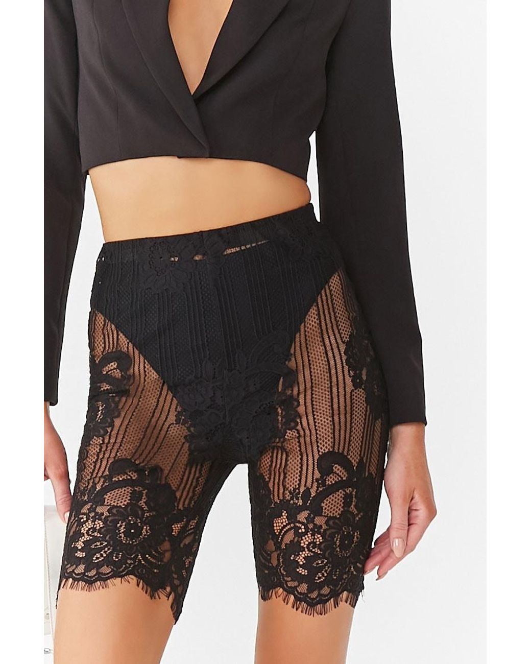 black biker shorts with lace