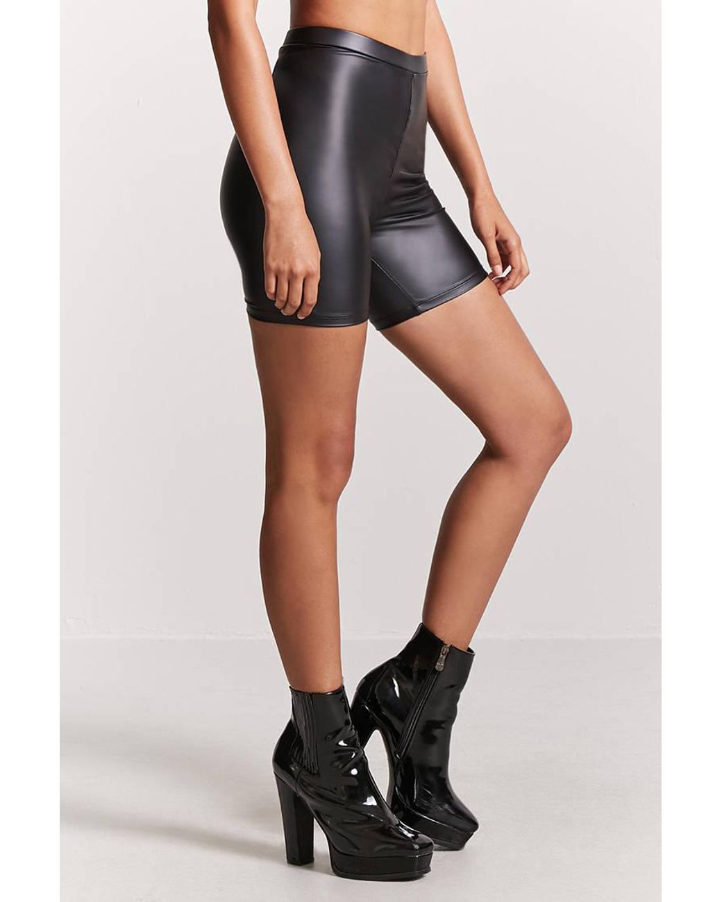 Forever 21 Faux Leather Bike Shorts in 