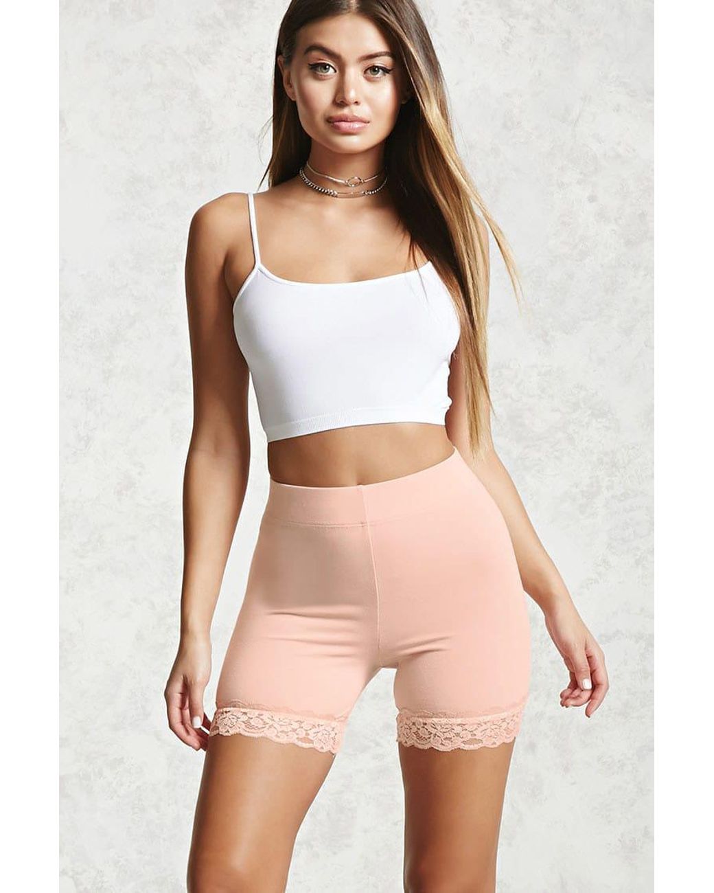 biker shorts with lace trim
