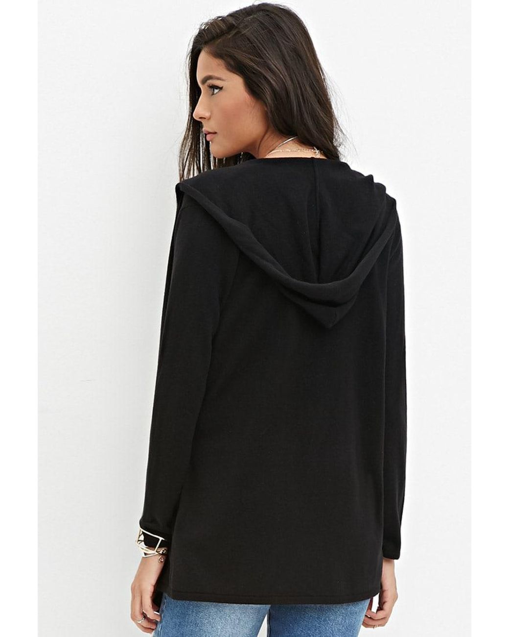 Forever 21 Open-front Hooded Cardigan 