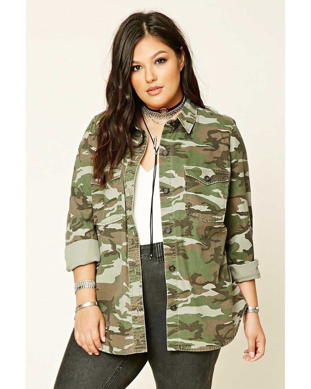 plus size camo jacket with hood