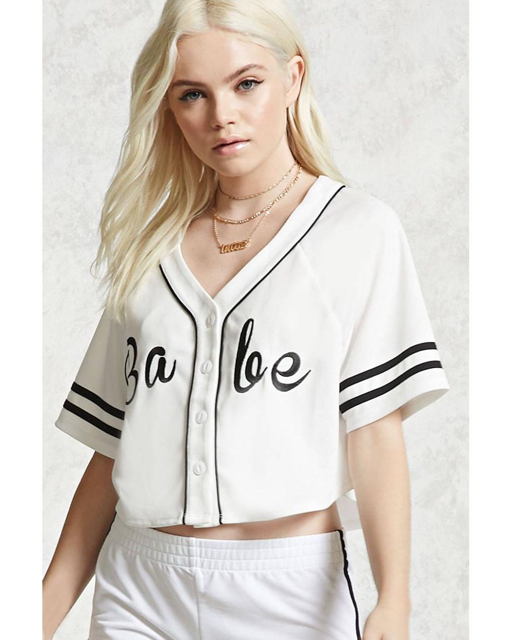 Squeak Regeneration Discolor Forever 21 Synthetic Babe Cropped Baseball Jersey in White/Black (White) |  Lyst Canada