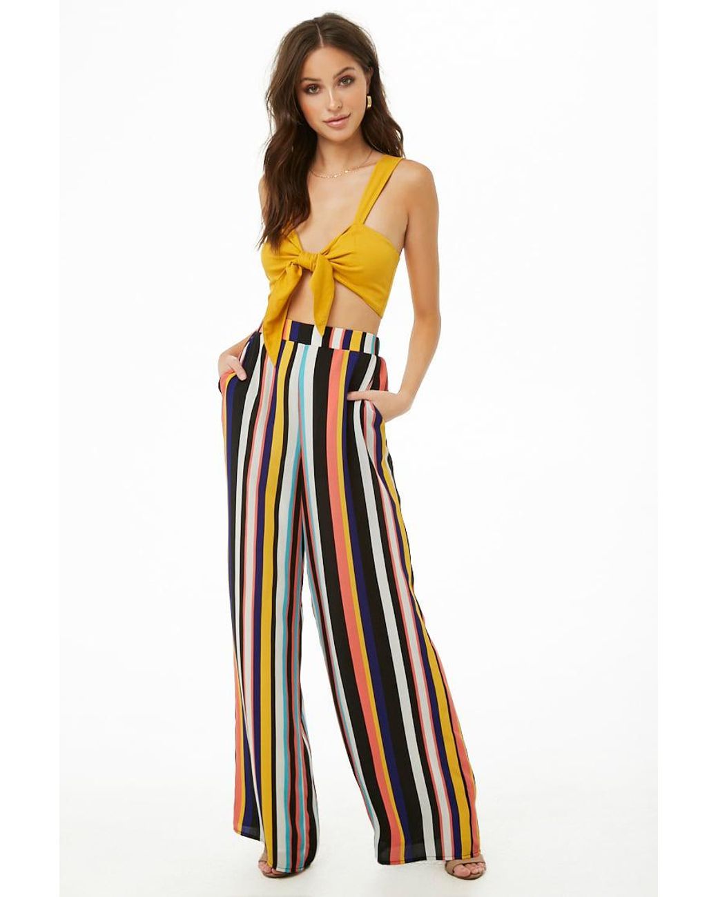 Multicolor Striped Palazzo Pants 
